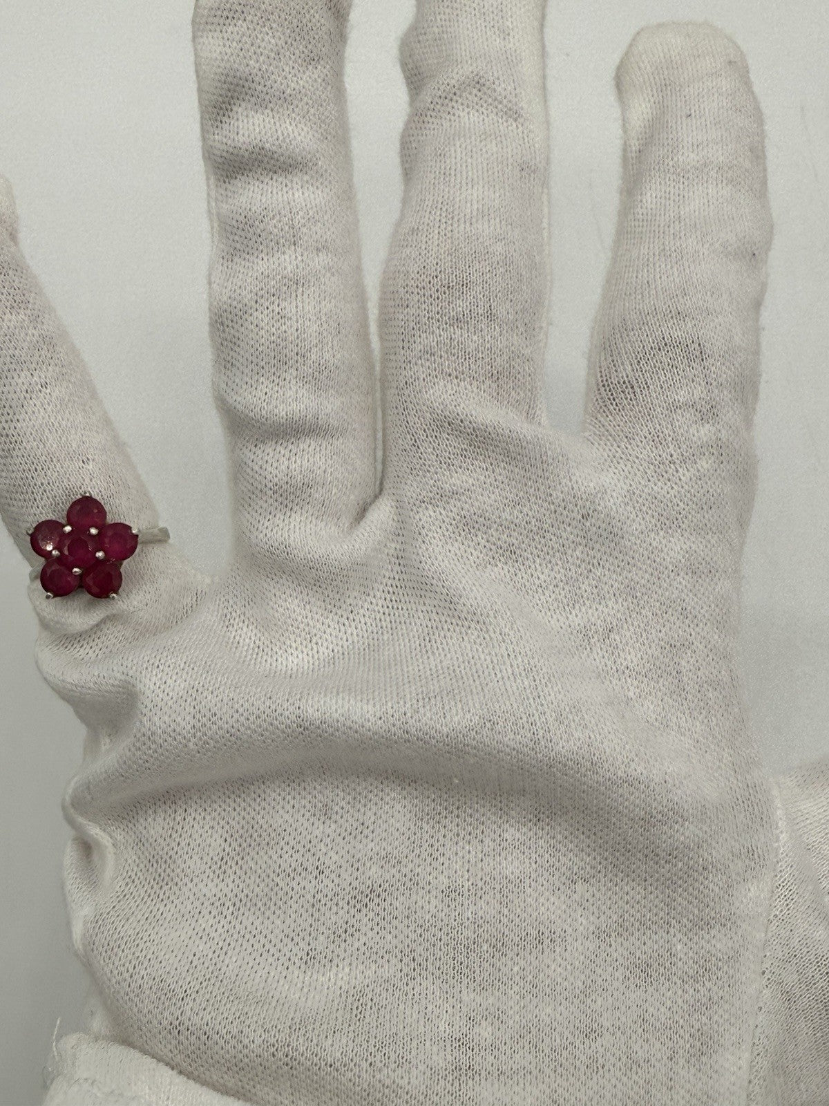 COCKTAILRING IN ECHT SILBER MIT ROTEN RUBINEN FÜR DAMEN HANDGEMACHT GR.53