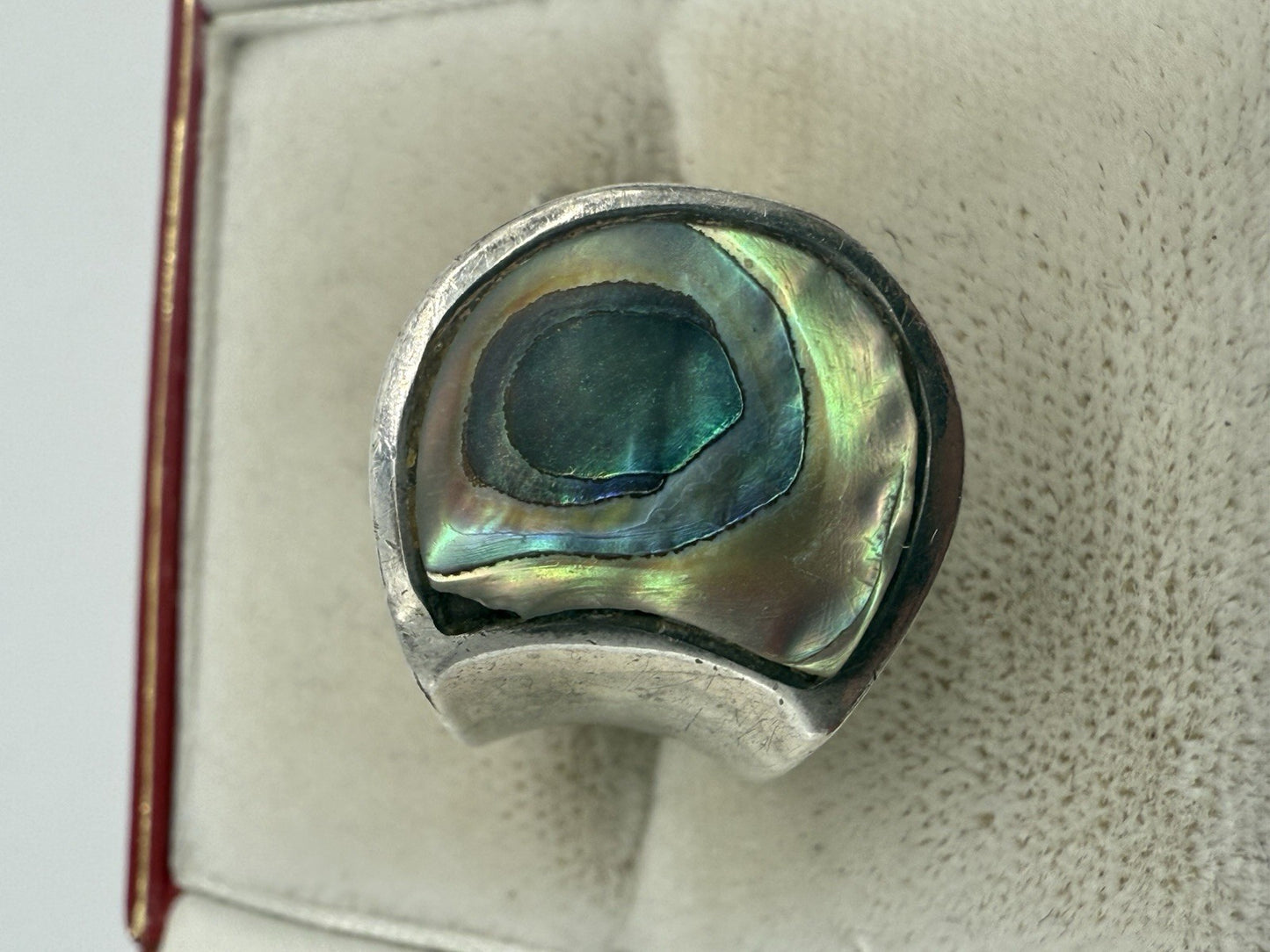VINTAGE 925 STERLING SILBER RING MIT MUSCHEL PERLMUTT GR.56