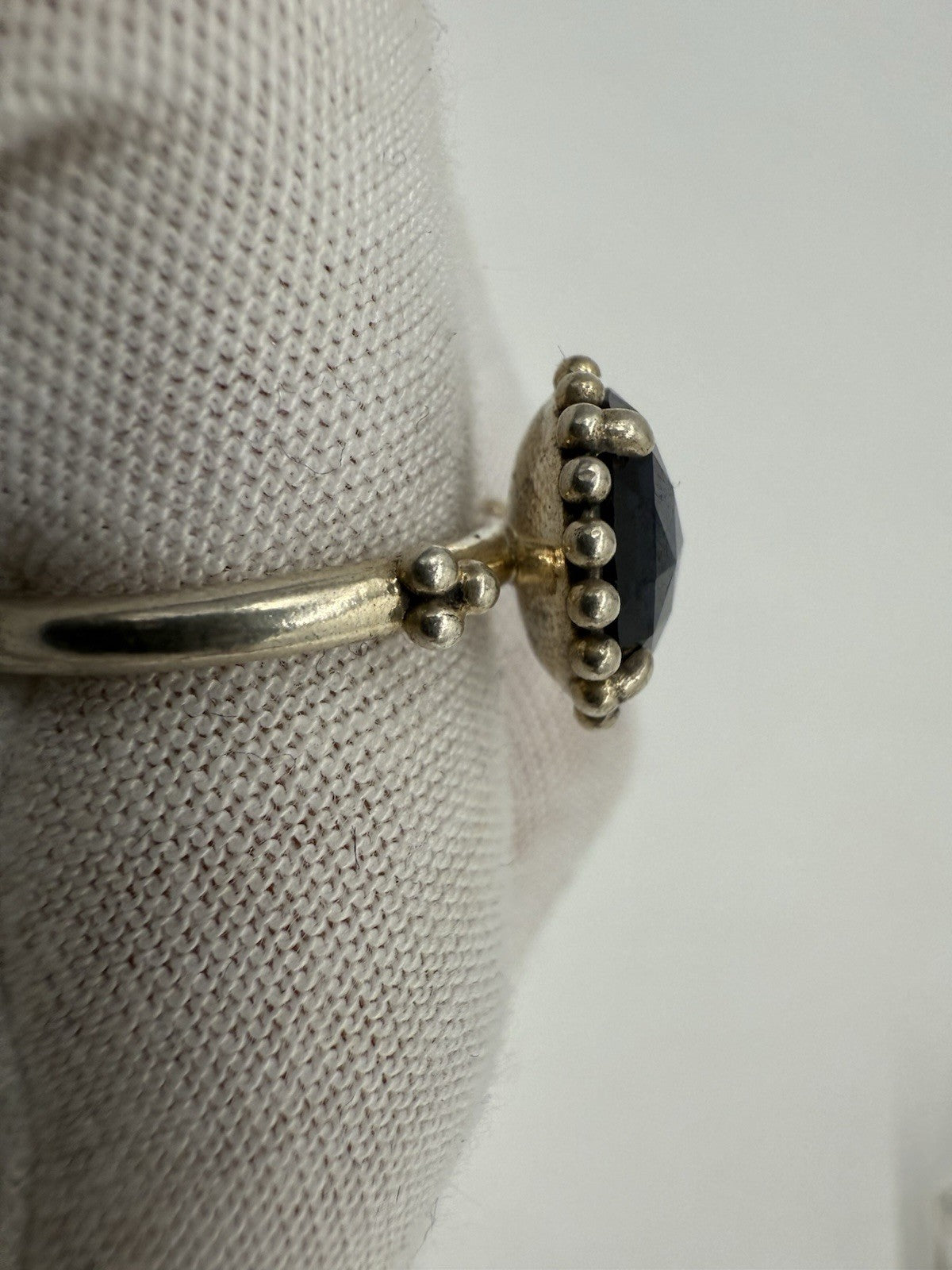 VINTAGE 925 SILBER RING MIT SCHWARZEM STEIN EDEL & MYSTISCH GR.60