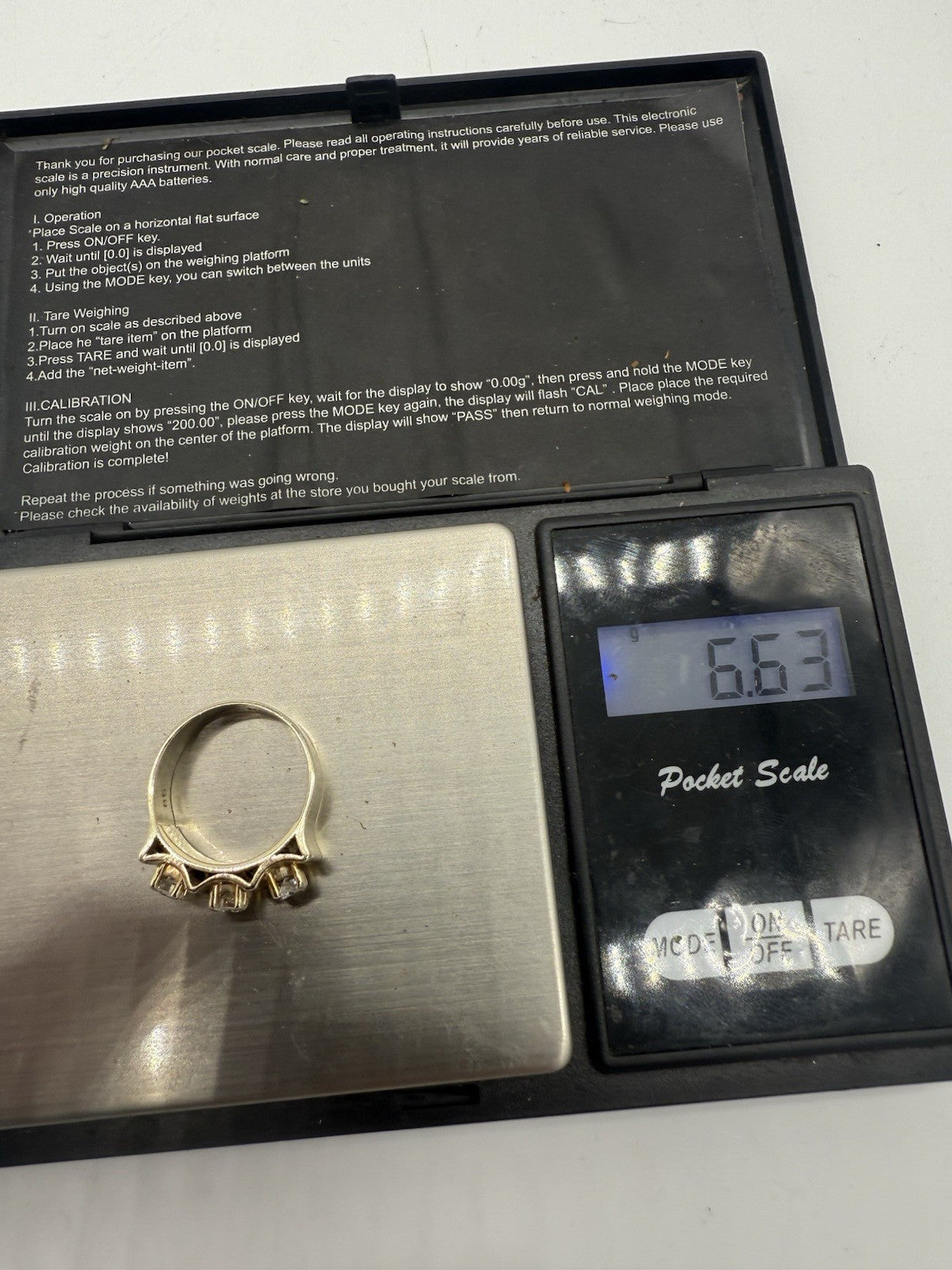 MASSIVER BRILLANTRING AUS 585 GOLD 14K - 3 DIAMANTEN GR.55