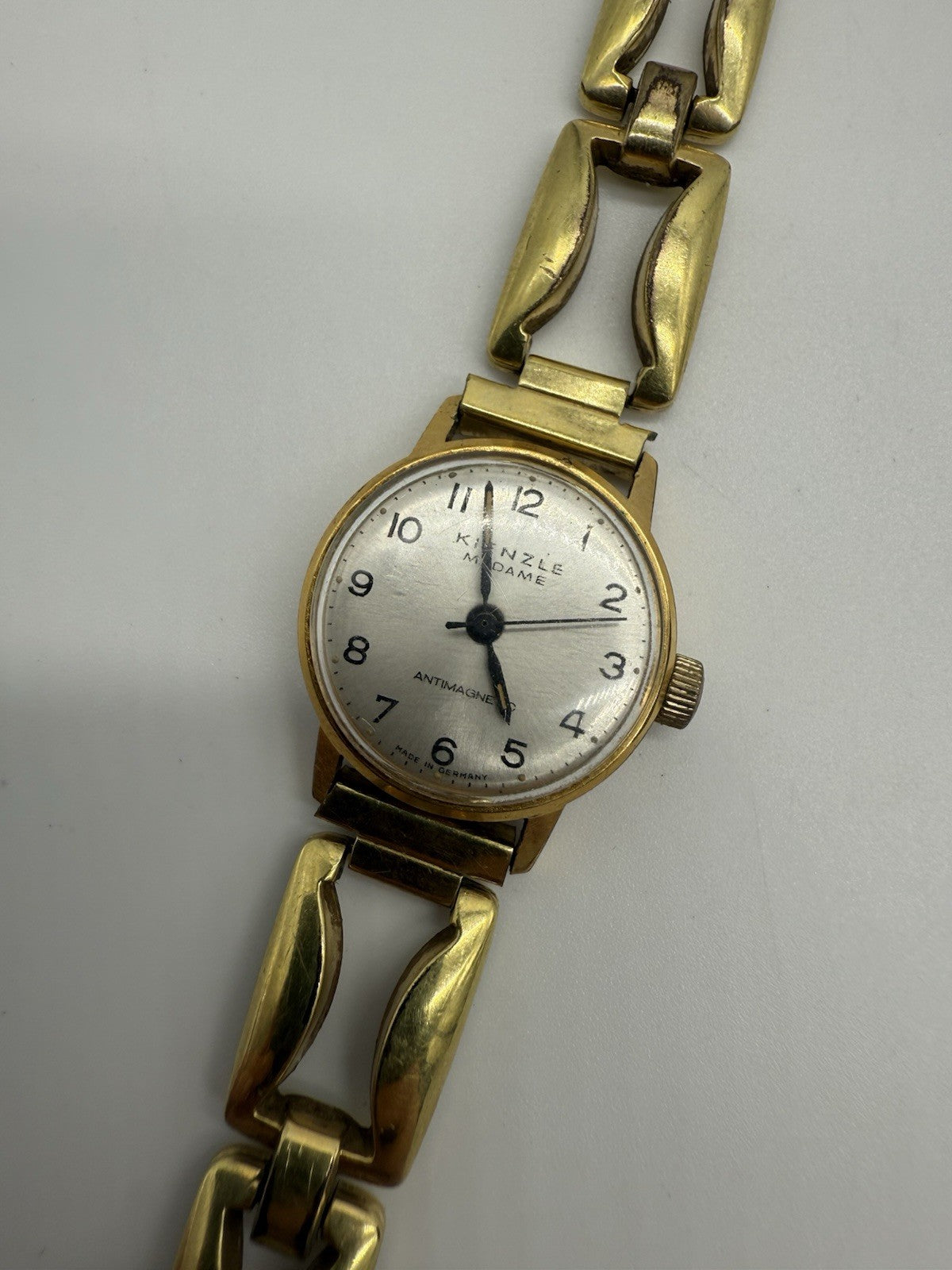 VINTAGE KIENZLE MADAME HANDAUFZUG GOLD DOUBLE DAMEN ARMBANDUHR UHR LÄUFT
