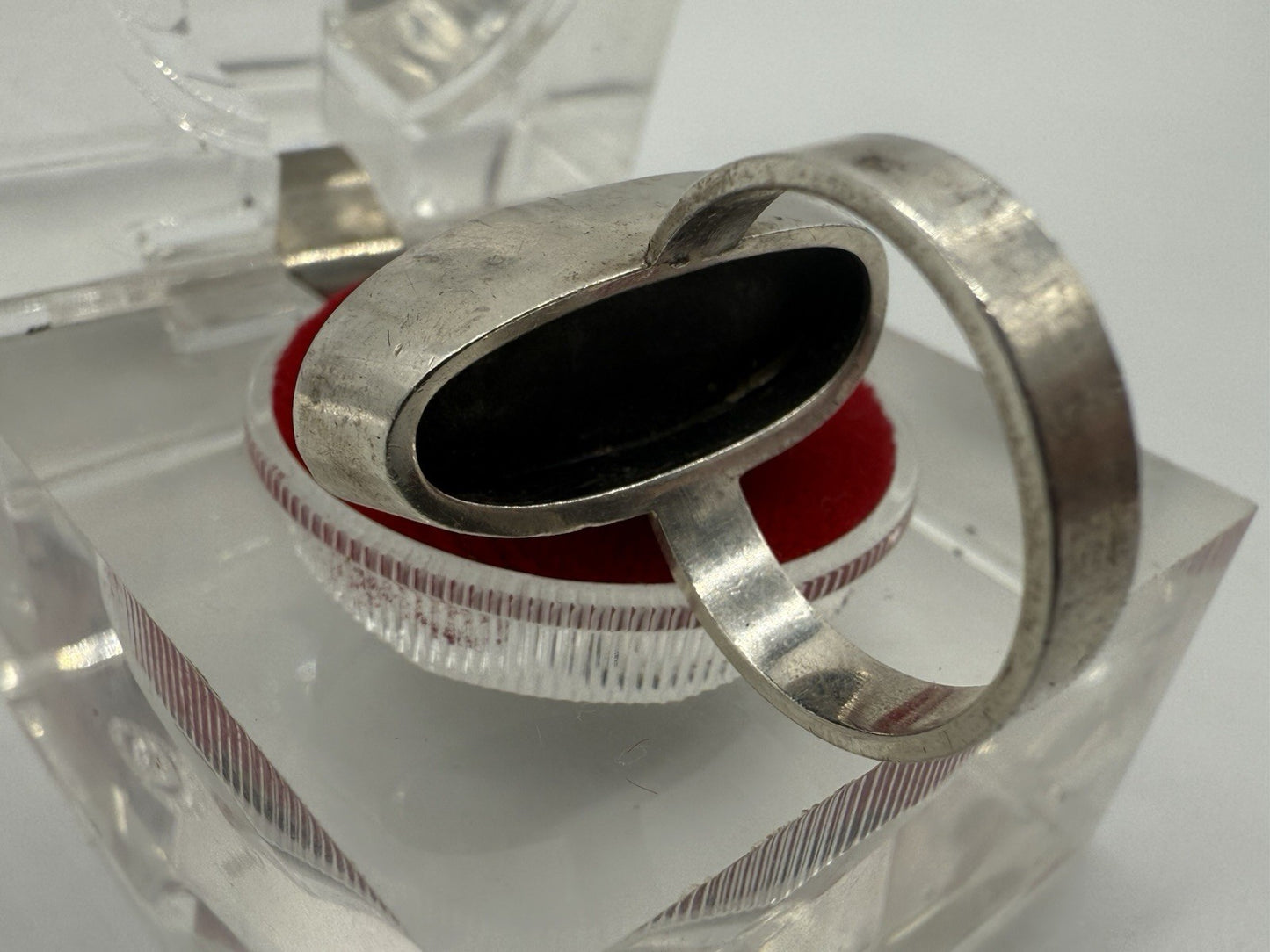 ART DECÒ 935er SILBER RING OVALER ROSENQUARZ SILBERSCHMUCK GR.53