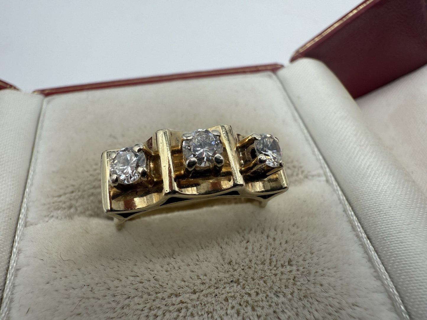 MASSIVER BRILLANTRING AUS 585 GOLD 14K - 3 DIAMANTEN GR.55