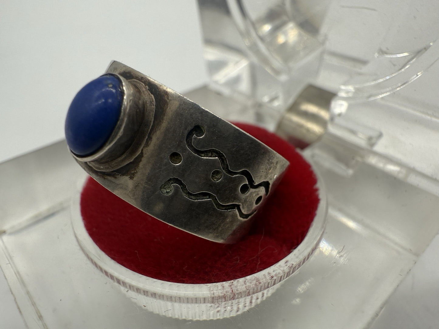 ATTRAKTIVER VINTAGE RING SILBER 925 MIT LAPISLAZULI GR.62