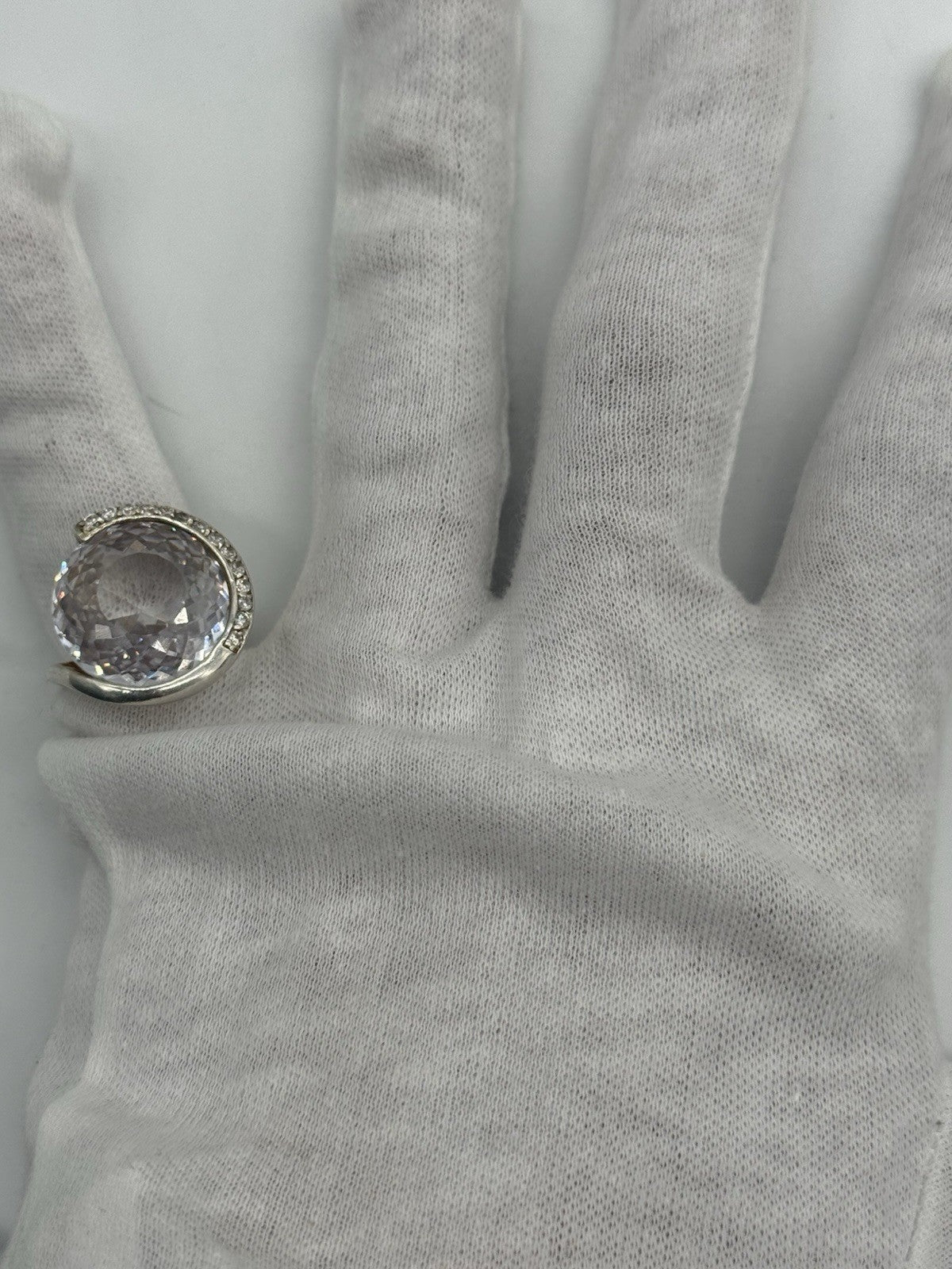 DAMENRING 925 STERLING SILBER MIT GROßEM WEIßEN ZIRKONIA GR.53