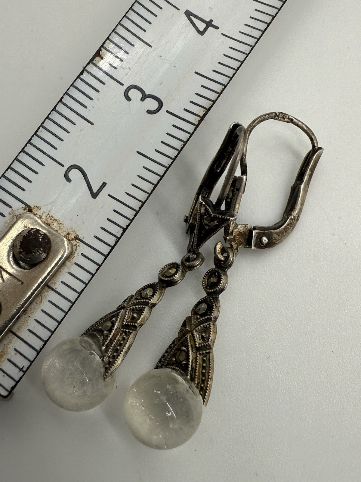 VINTAGE SKANDINAVIEN KARL LAINE 835 SILBER OHRRINGE BERGKRISTALL