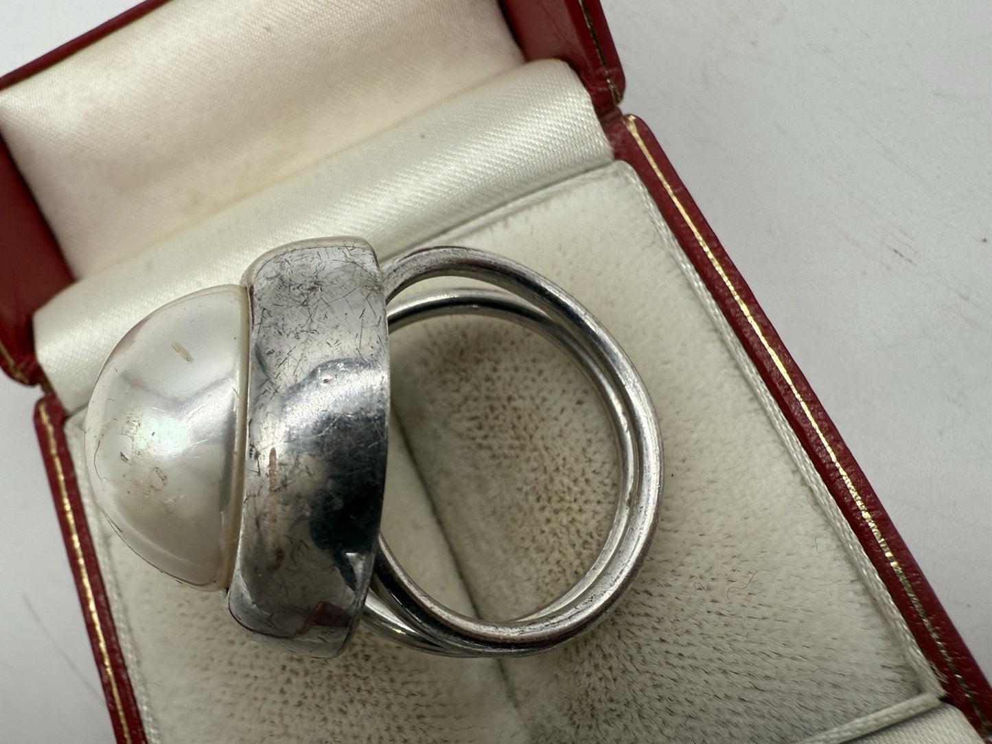 GROßER PERLENRING STERLING SILBER GR.63