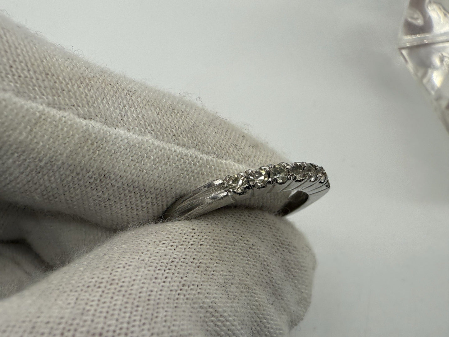 VINTAGE 835 SILBER RING MODERNIST CZ ZIRKONIA GR.57
