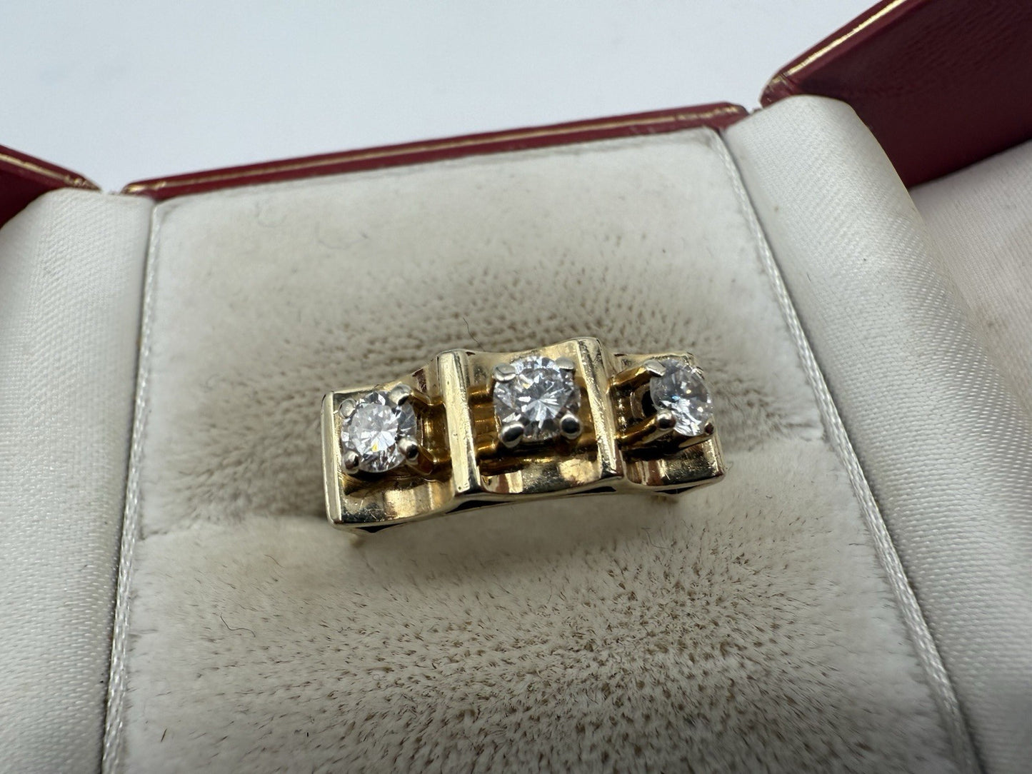 MASSIVER BRILLANTRING AUS 585 GOLD 14K - 3 DIAMANTEN GR.55
