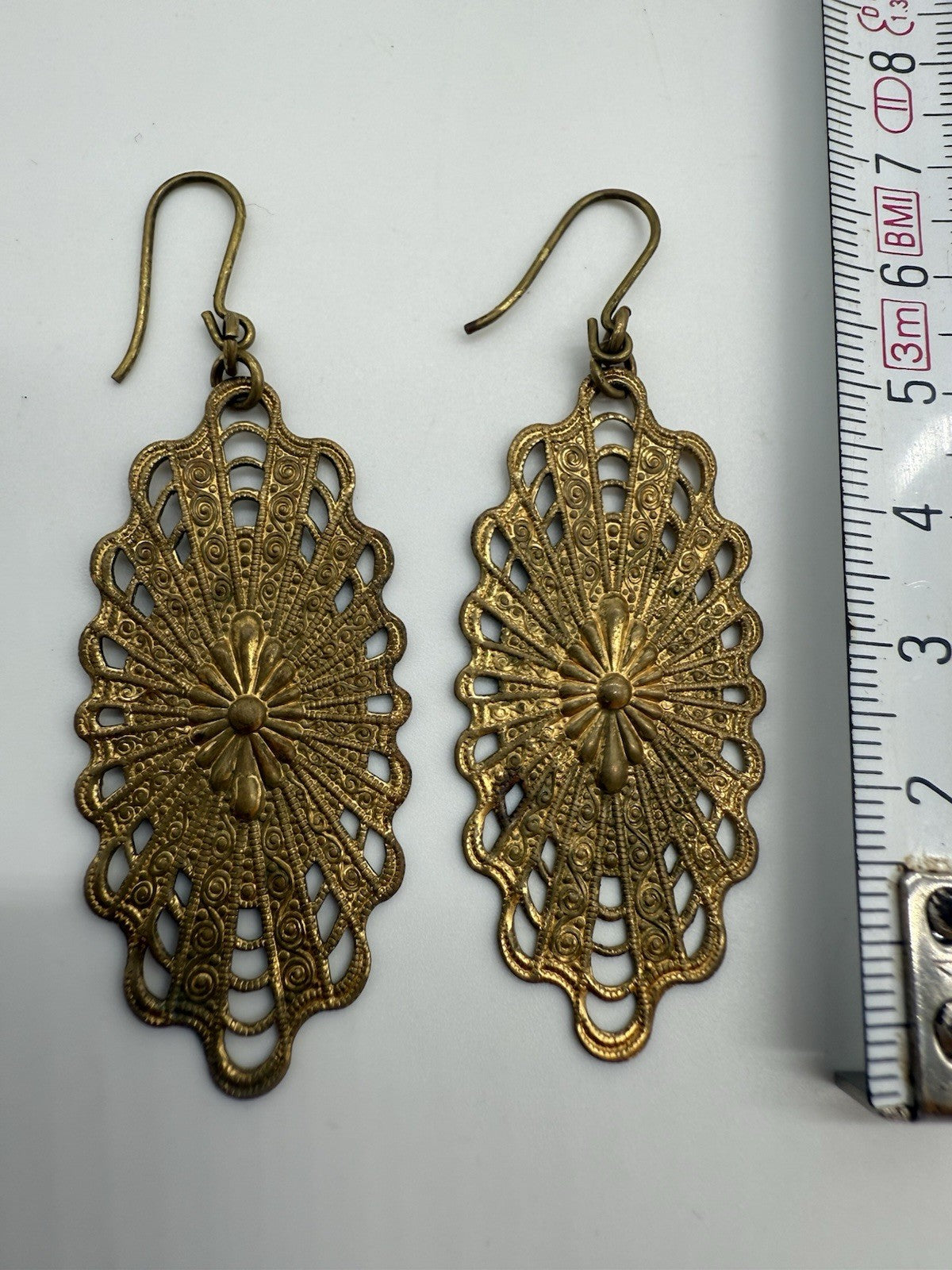 BOHO VINTAGE OHRRINGE GOLD DOUBLE FILIGRAN ORNAMENT MUSTER