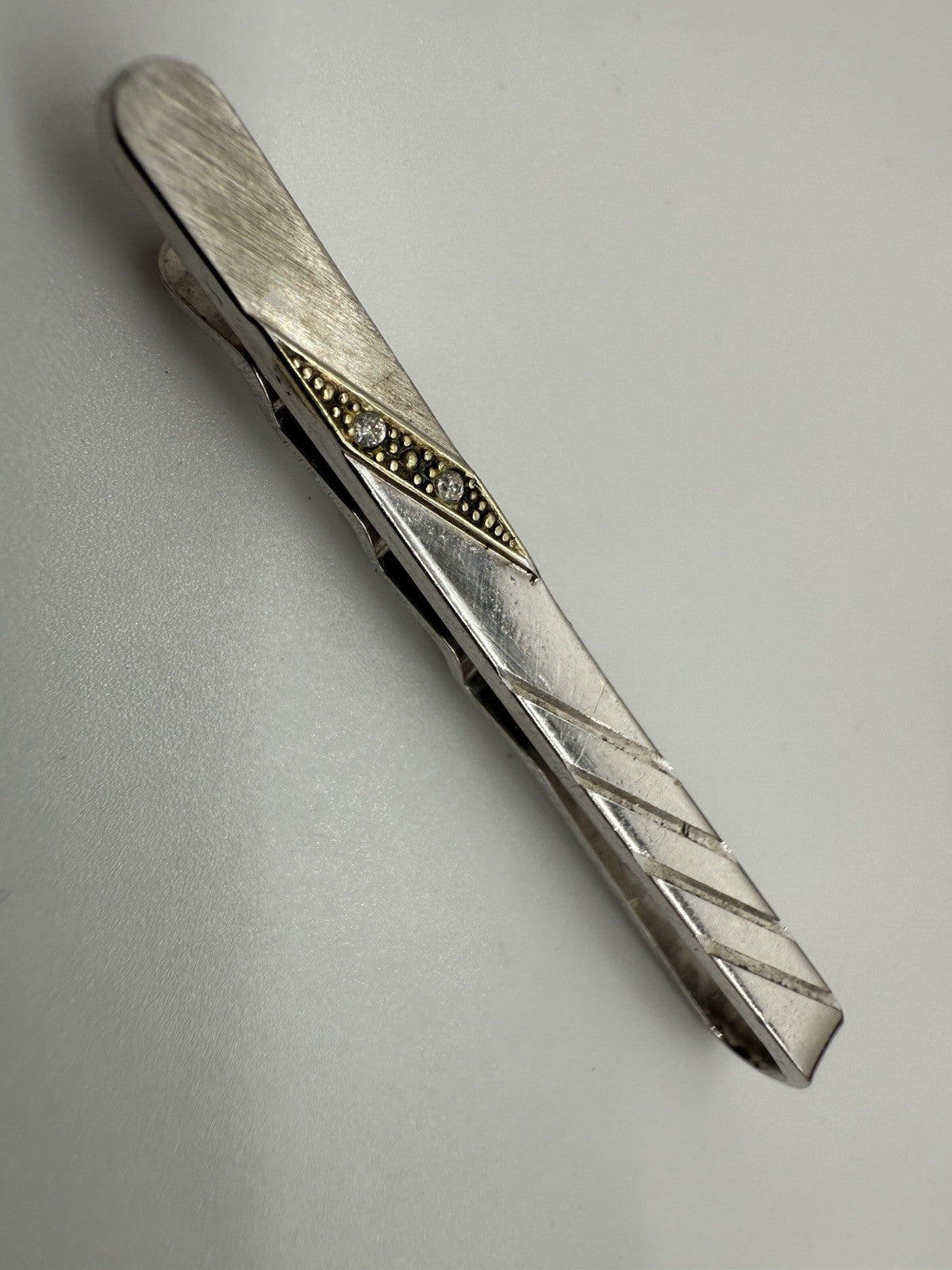 SCHÖNE BICOLOR KRAWATTENNADEL 925er STERLING SILBER SILBERNADEL
