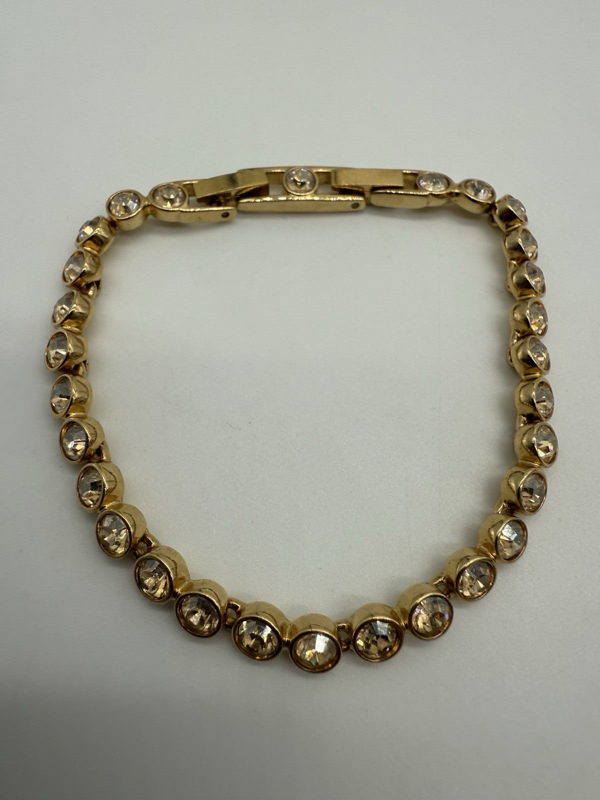 VINTAGE SWAROVSKI TENNIS ARMBAND CITRIN VERGOLDET