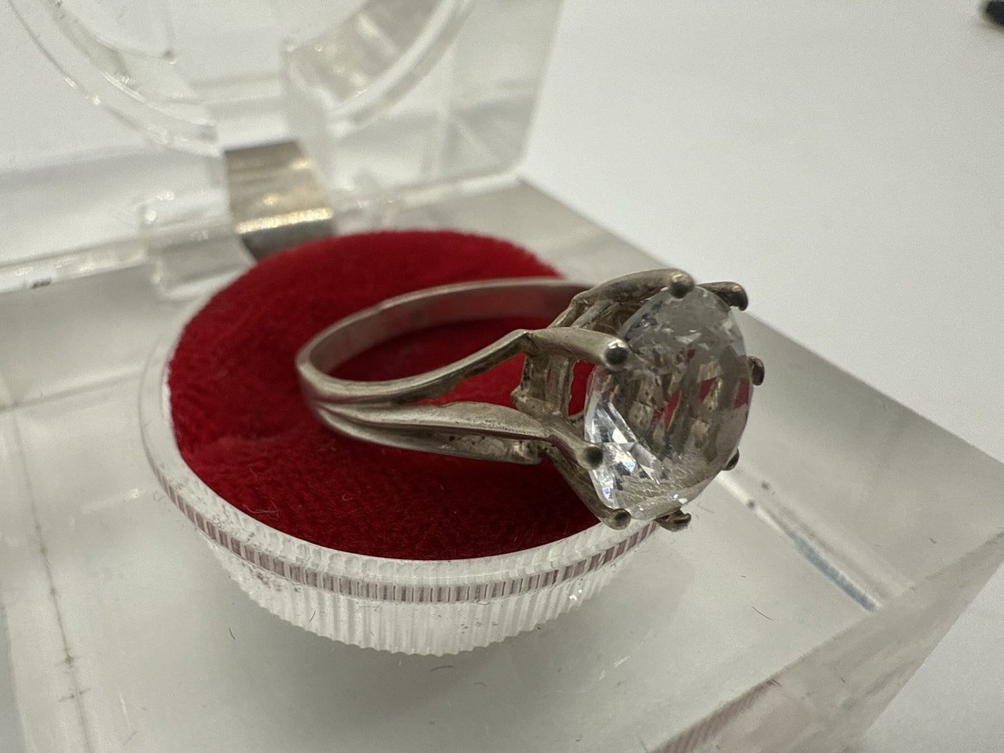 VINTAGE 830 SILBER RING MIT ZIRKONIA GR.50