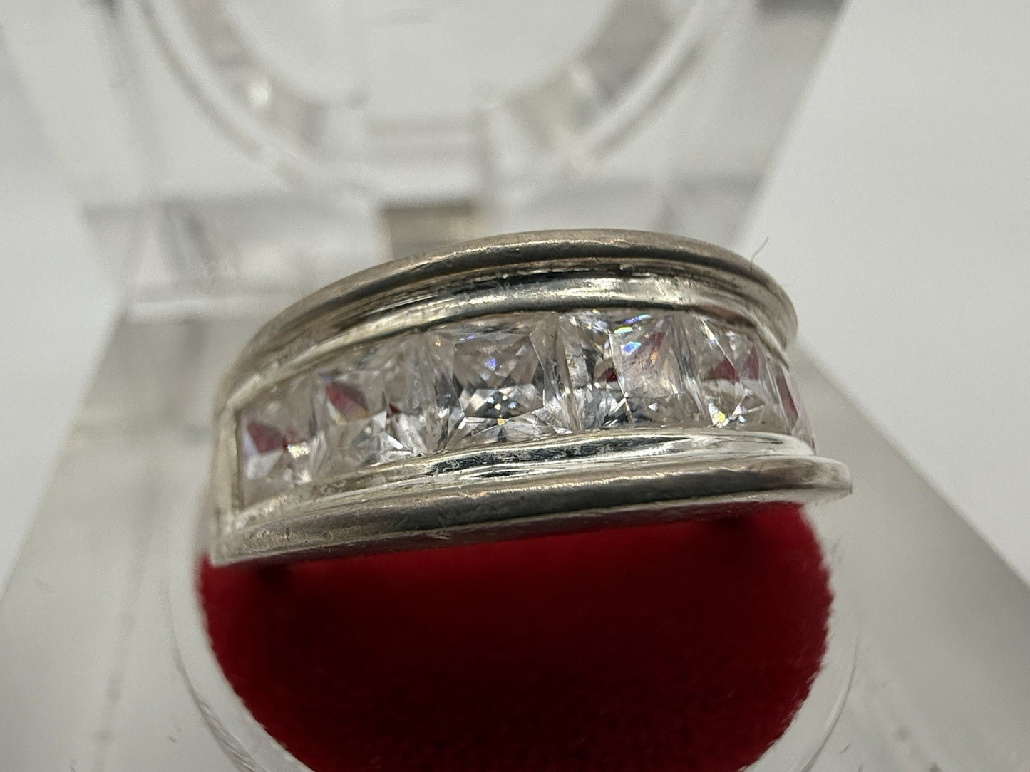 VINTAGE 925 STERLING SILBER RING MIT 6 ZIRKONIA STEINE GR.62