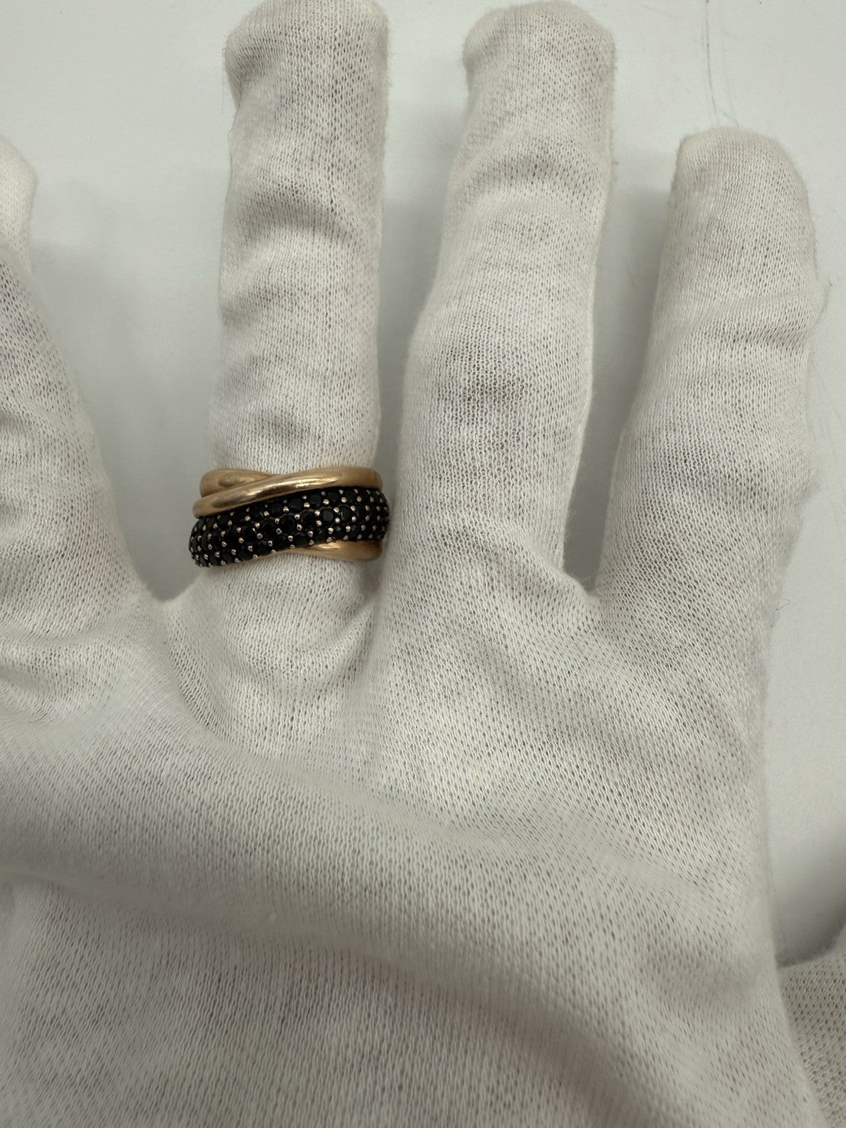 RING 925 SILBER ROSEGOLD PLATTIERT MIT SCHWARZE STEINE GR.59