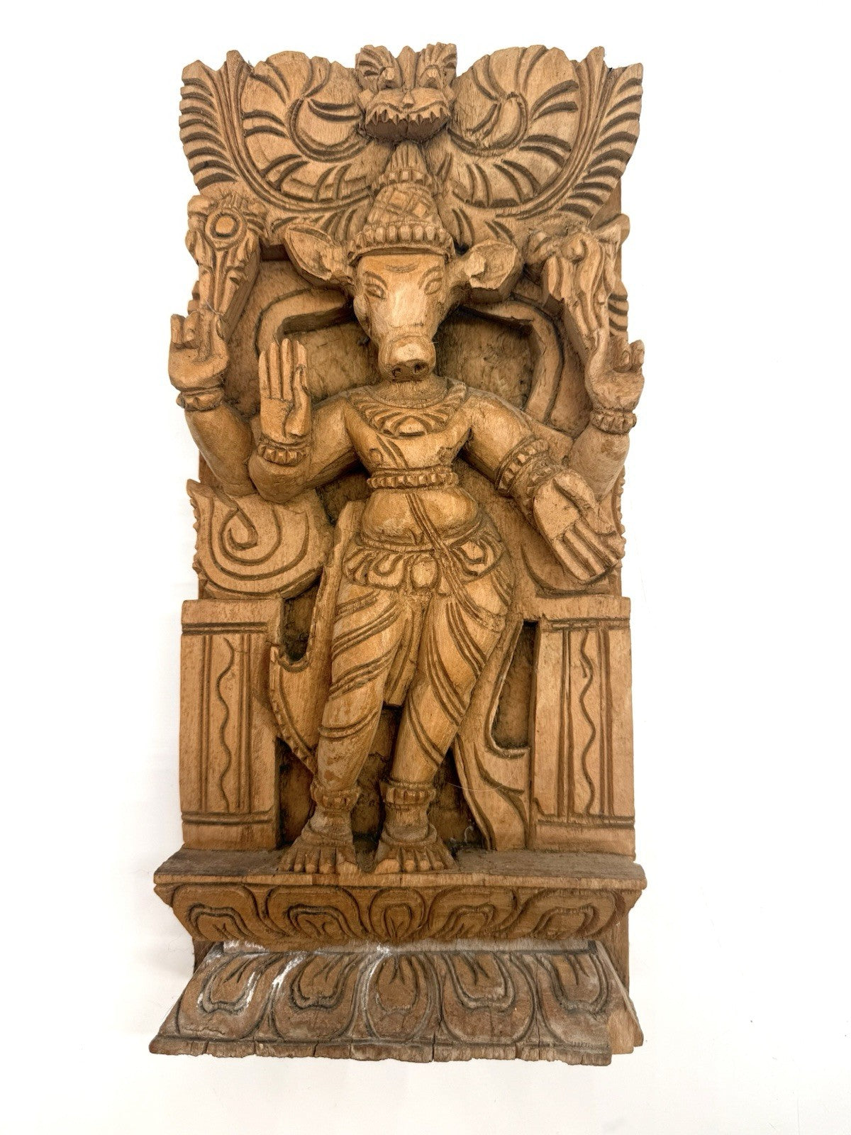 ALTES INDISCHES HOLZRELIEF GOTTHEIT GANESHA SCHNITZEREI