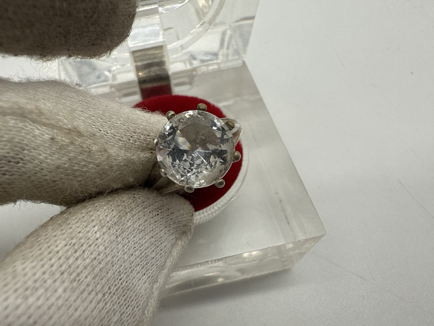 VINTAGE 830 SILBER RING MIT ZIRKONIA GR.50