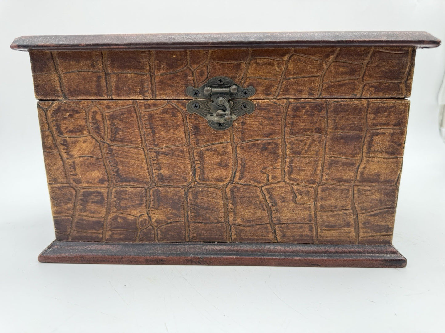 VINTAGE TRUHE SCHATZKISTE BOX KISTE KROKO OPTIK