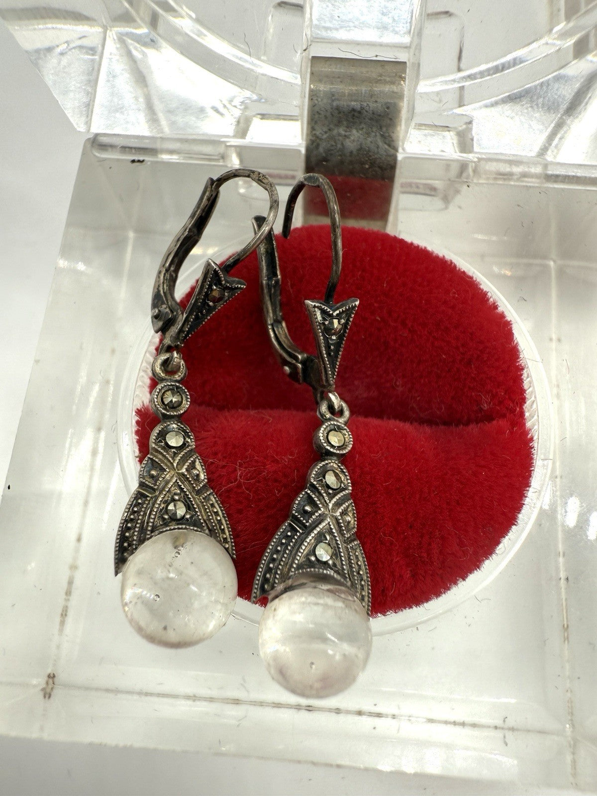 VINTAGE SKANDINAVIEN KARL LAINE 835 SILBER OHRRINGE BERGKRISTALL