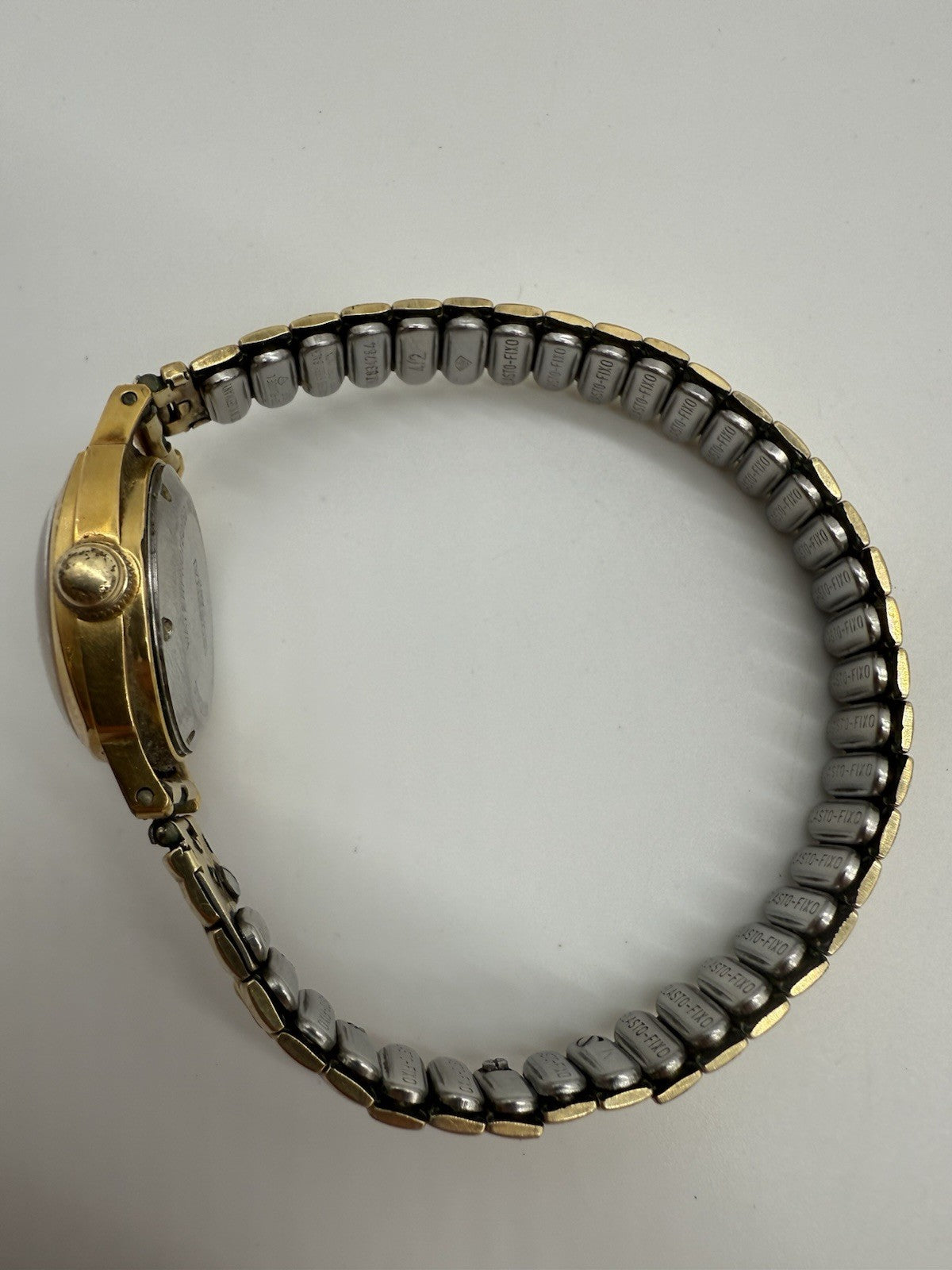 VINTAGE DUGENA FESTA DAMEN UHR STAHL VERGOLDET 20MM HANDAUFZUG LÄUFT