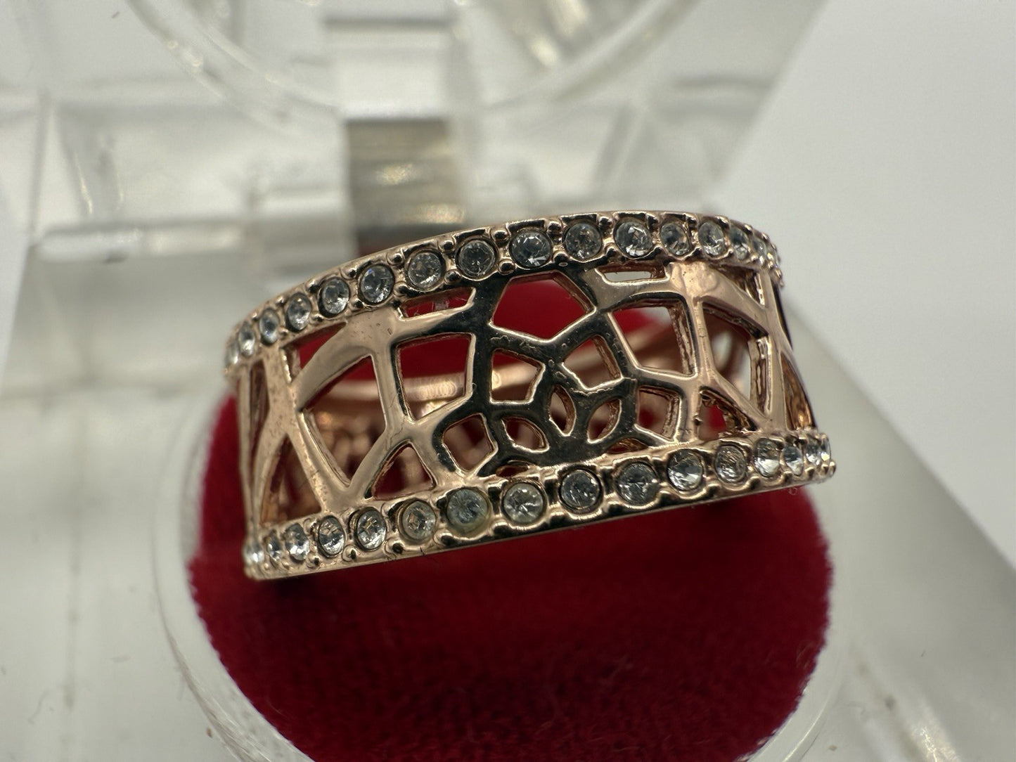 WUNDERSCHÖNER DAMEN GOLD DOUBLE ZIRKONIA RING GR.59