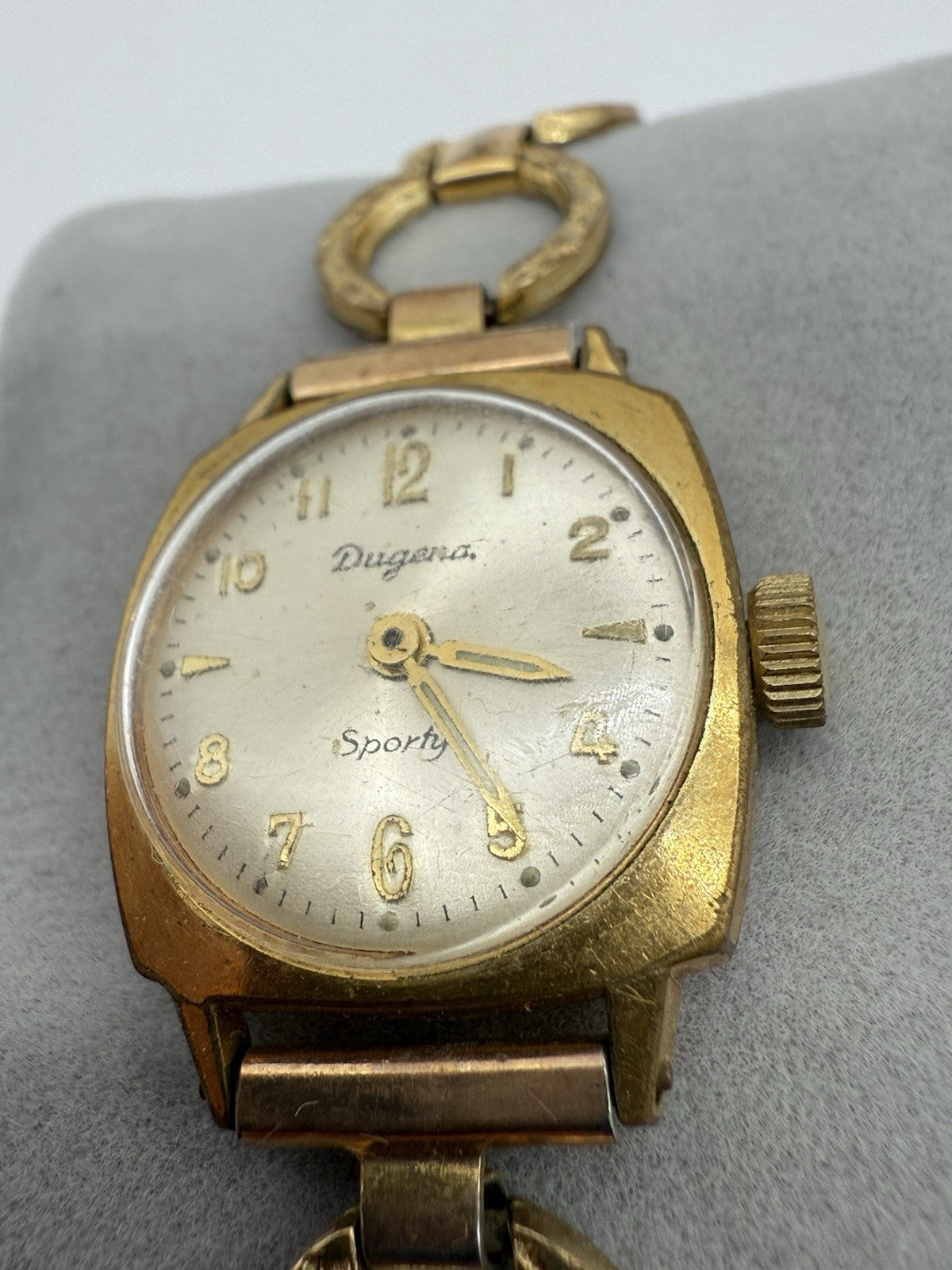 VINTAGE DUGENA SPORTY ARMBANDUHR ART DECO DAMEN VERGOLDET LÄUFT