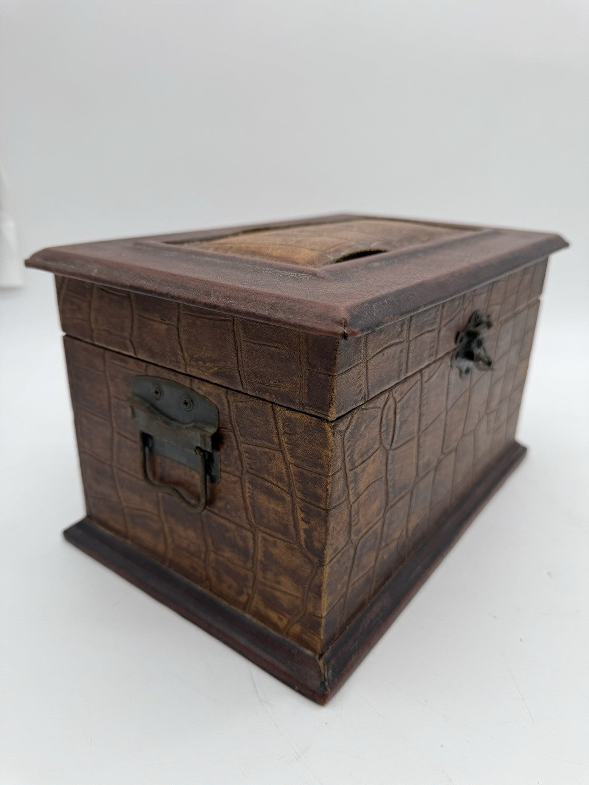 VINTAGE TRUHE SCHATZKISTE BOX KISTE KROKO OPTIK