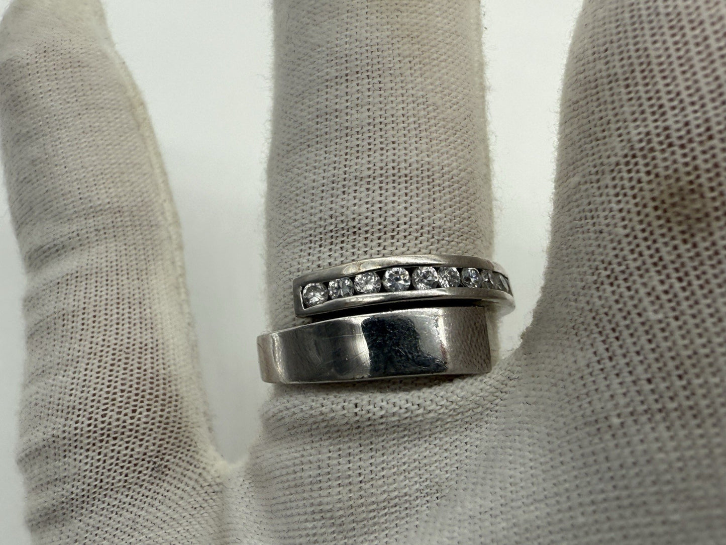 VINTAGE DAMEN RING IN 925 SILBER MIT ZIRKONIA IM WICKELDESIGN GR.57