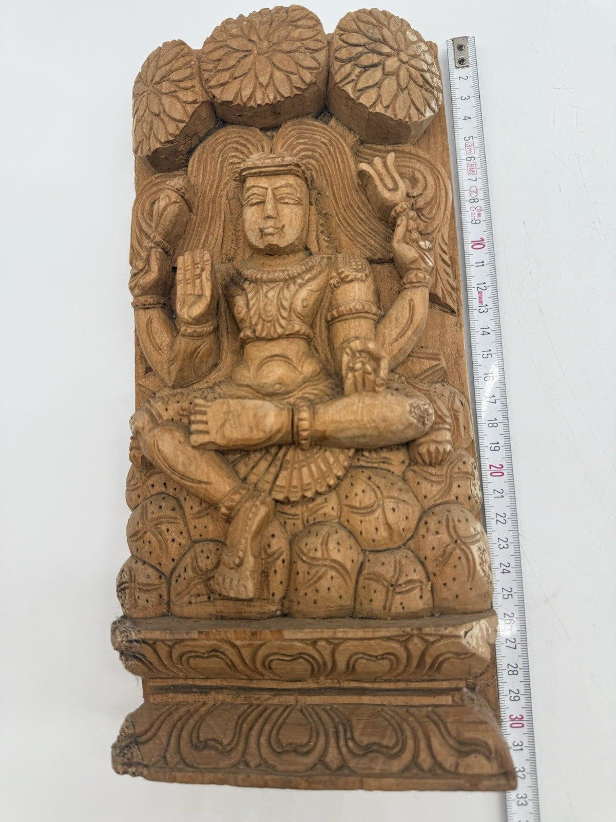 ALTES INDISCHES HOLZRELIEF GOTTHEIT GÖTTIN SCHNITZEREI