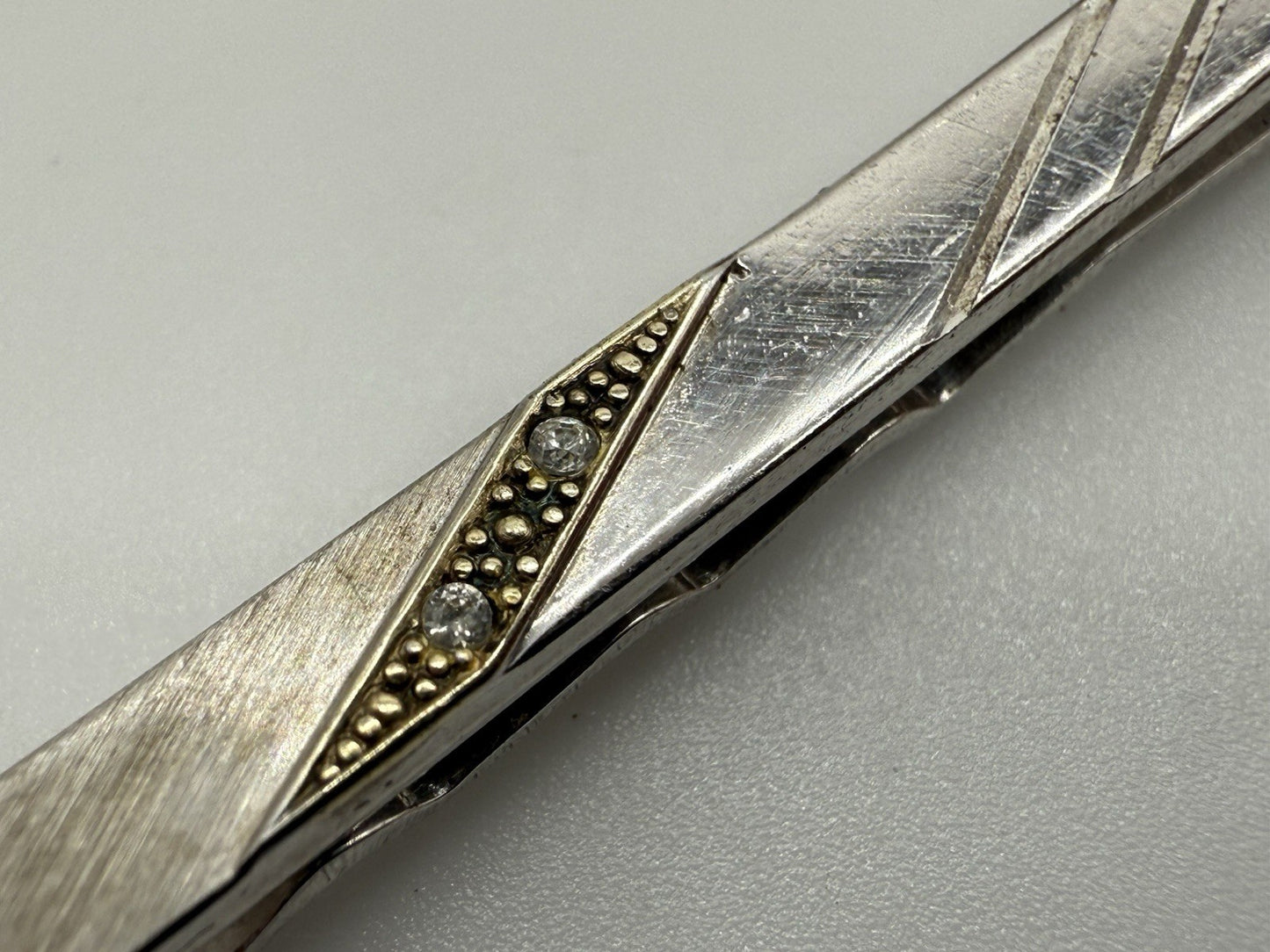 SCHÖNE BICOLOR KRAWATTENNADEL 925er STERLING SILBER SILBERNADEL