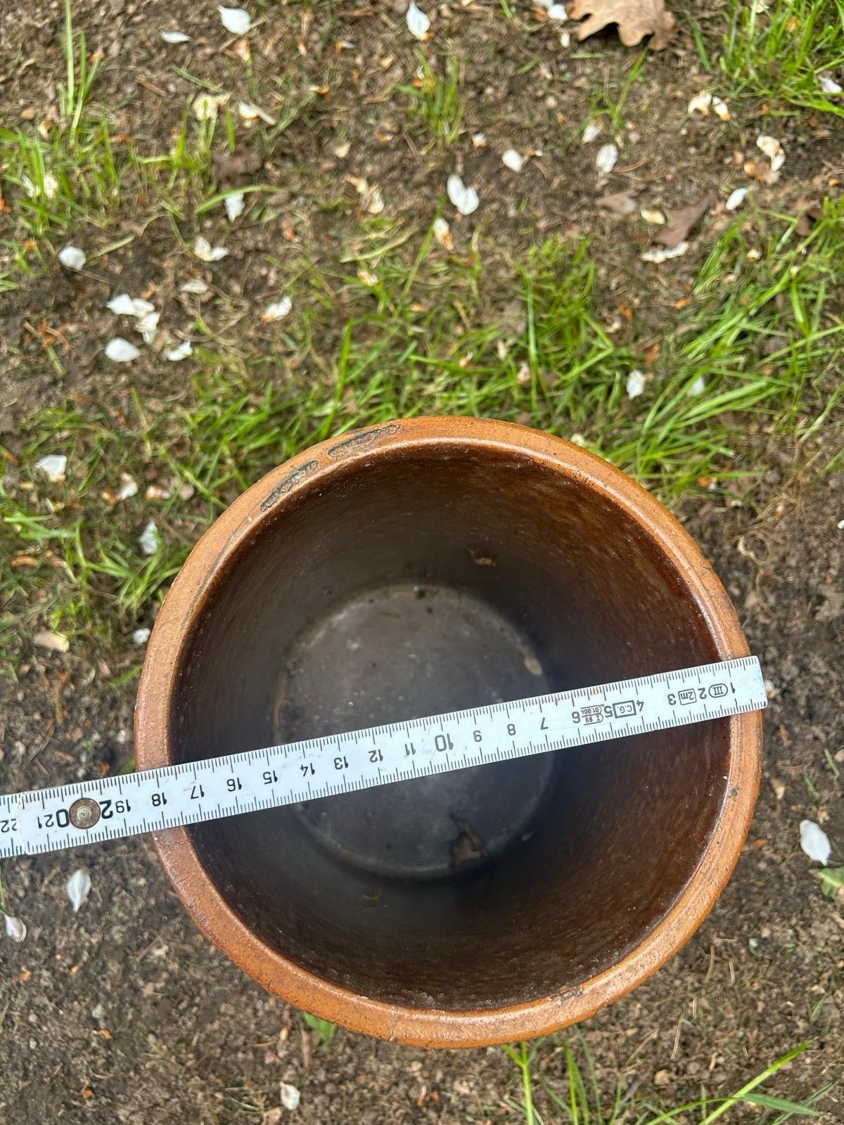 ANTIKER PFLANZENTOPF, GARTENDEKO, STEINGUTTOPF, ALTER TONTOPF