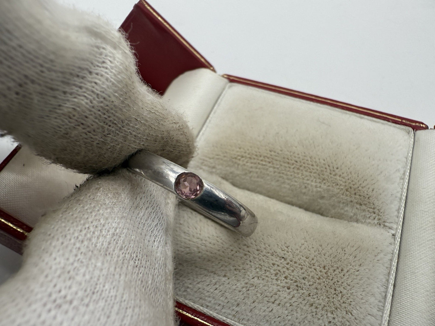 SCHÖNER 925 STERLING SILBER RING MIT ROSA STEIN GR.57