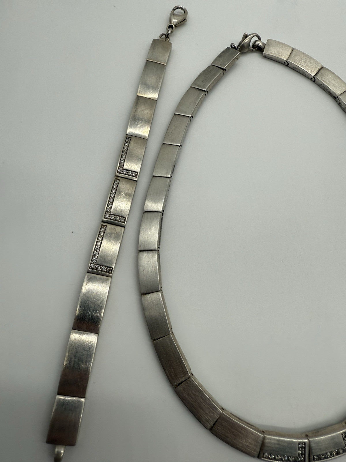 VINTAGE ESPRIT 925 STERLING SILBER HALSKETTE + ARMBAND MIT CUBIC ZIRKONIA