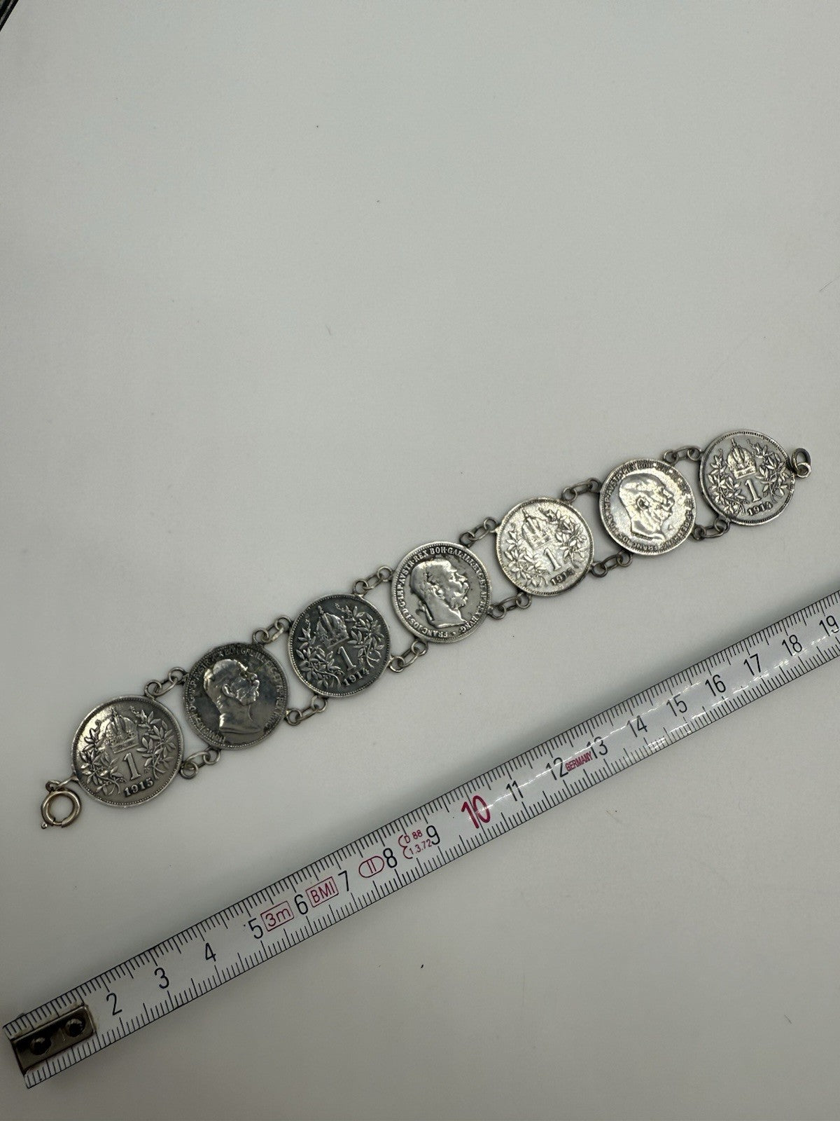 ALTES SILBER MÜNZEN ARMBAND IN 835er SILBER