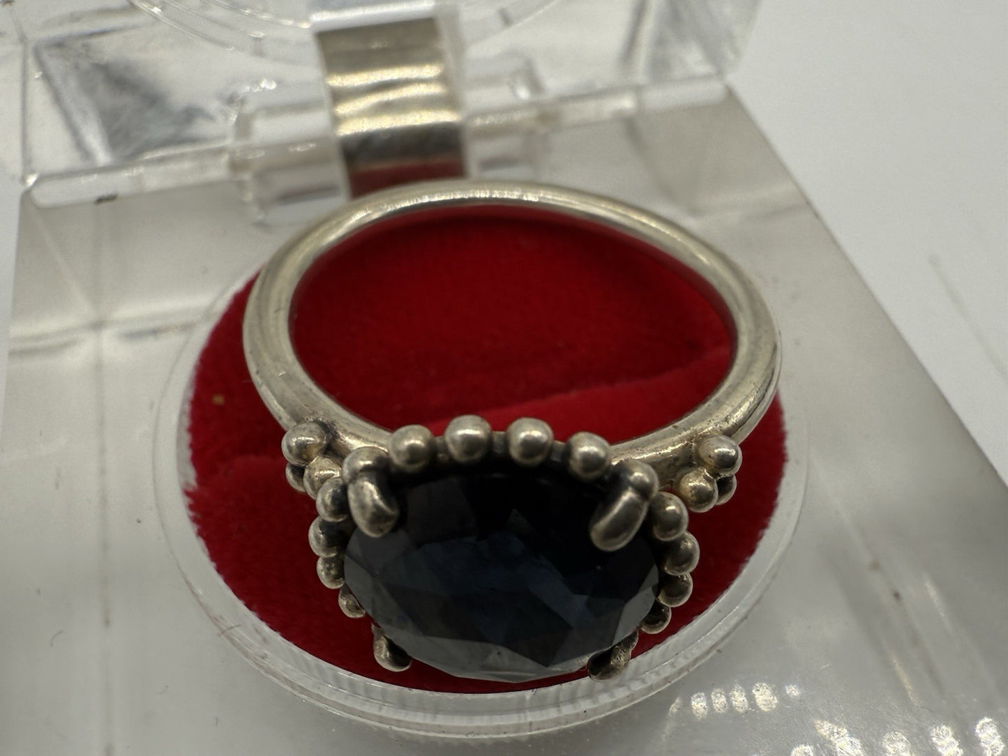 VINTAGE 925 SILBER RING MIT SCHWARZEM STEIN EDEL & MYSTISCH GR.60