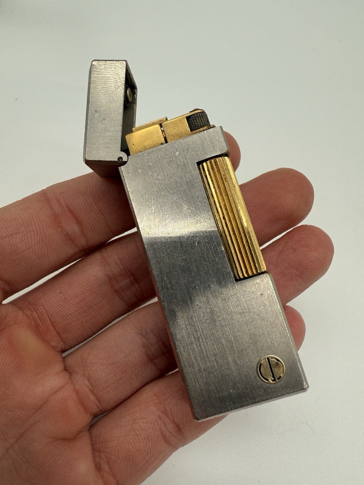 DUNHILL FEUERZEUG SILBER GOLD DESIGN VINTAGE