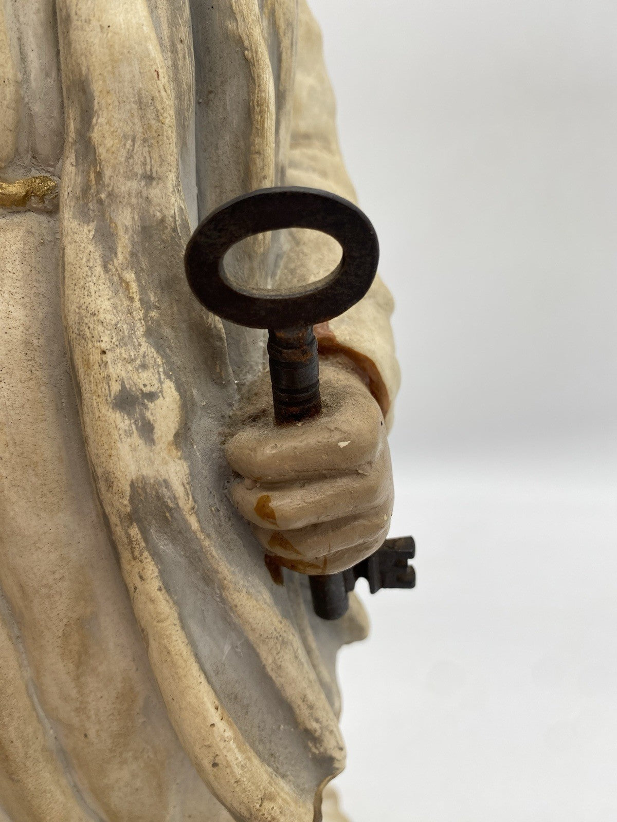 HEILIGER PETRUS MIT SCHLÜSSEL HEILIGENFIGUR GIPS 45cm