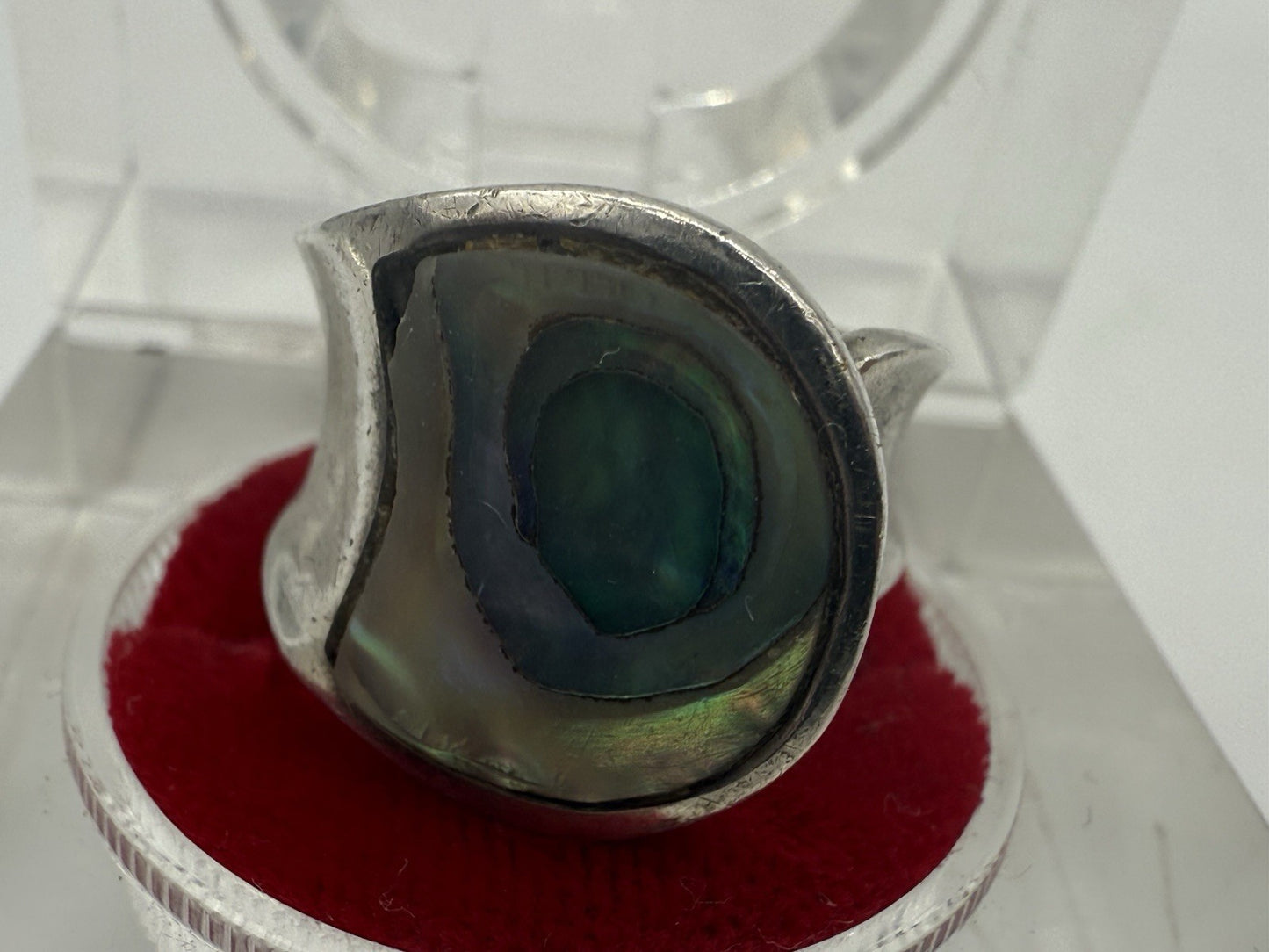 VINTAGE 925 STERLING SILBER RING MIT MUSCHEL PERLMUTT GR.56