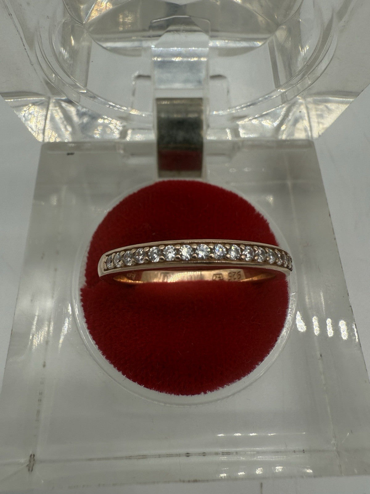 RING MIT ZIRKONIA, 925 SILBER RING ROTVERGOLDET GR.62