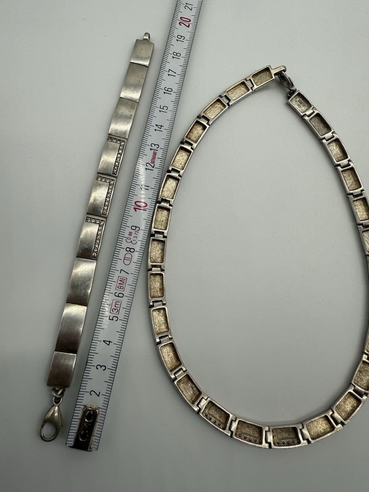 VINTAGE ESPRIT 925 STERLING SILBER HALSKETTE + ARMBAND MIT CUBIC ZIRKONIA
