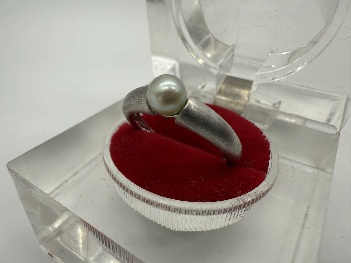 VINTAGE 925 SILBER RING MIT PERLE GR.56