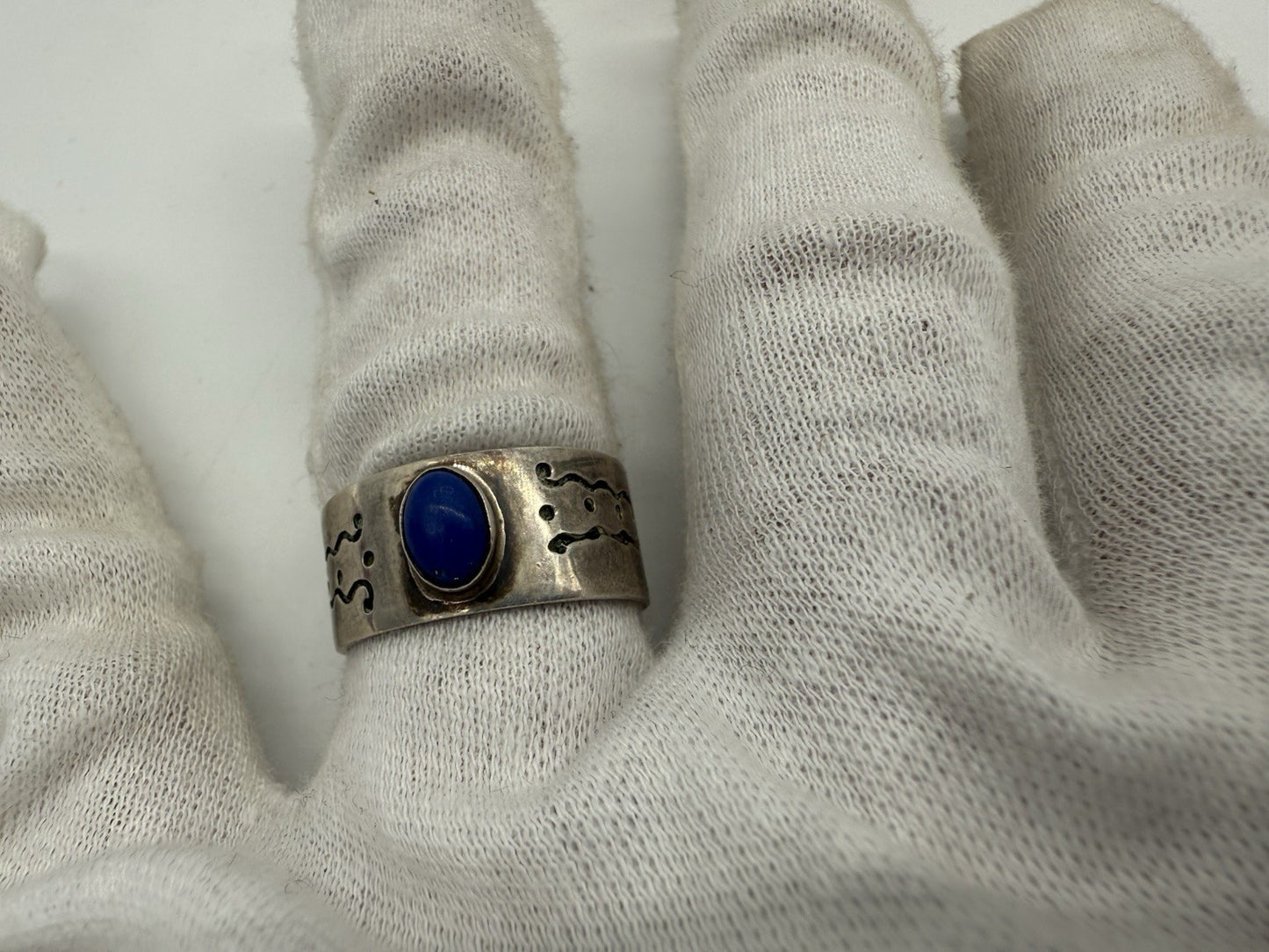 ATTRAKTIVER VINTAGE RING SILBER 925 MIT LAPISLAZULI GR.62