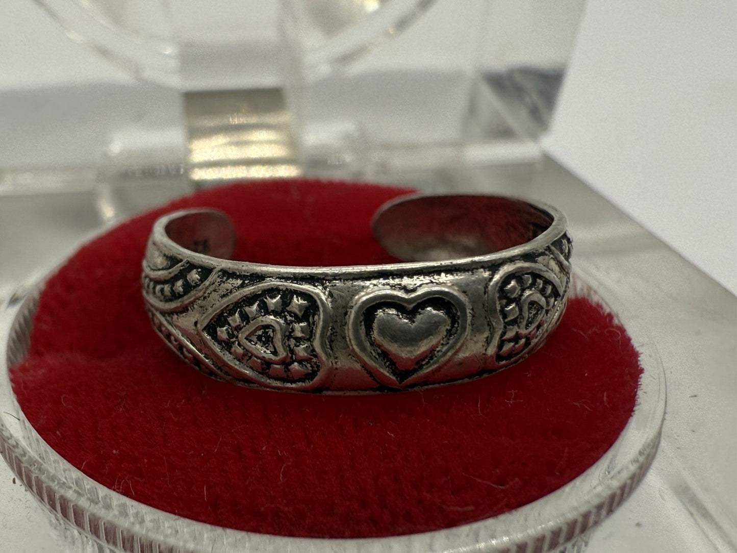 VINTAGE 925 STERLING SILBER RING KLASSISCHER HERZ ZEHENRING