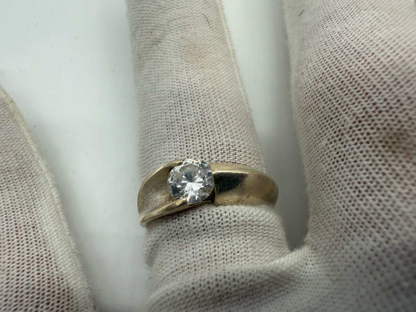 VINTAGE 925 SILBER RING MIT ZIRKONIA W KOPF S GESTEMPELT GR.55