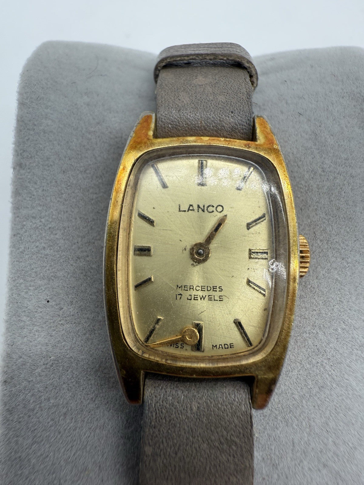 VINTAGE LANCO MERCEDES DAMENUHR 17 JEWELS SWISS MADE HANDAUFZUG VERGOLDET