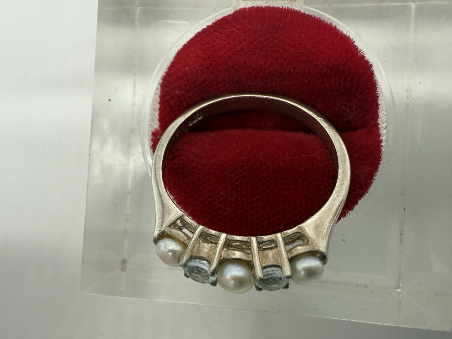 VINTAGE STERLING SILBER RING PERLE FÜNF STEINE RING GR.63