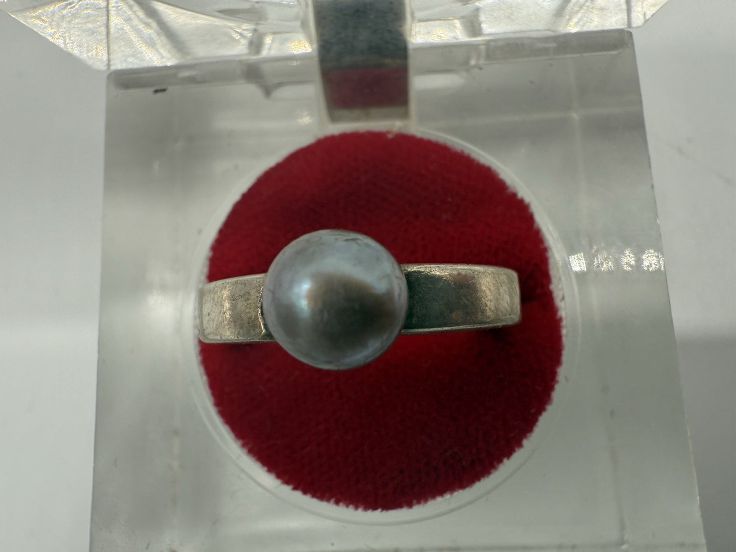 VINTAGE SILBER RING MIT PERLE GR.57