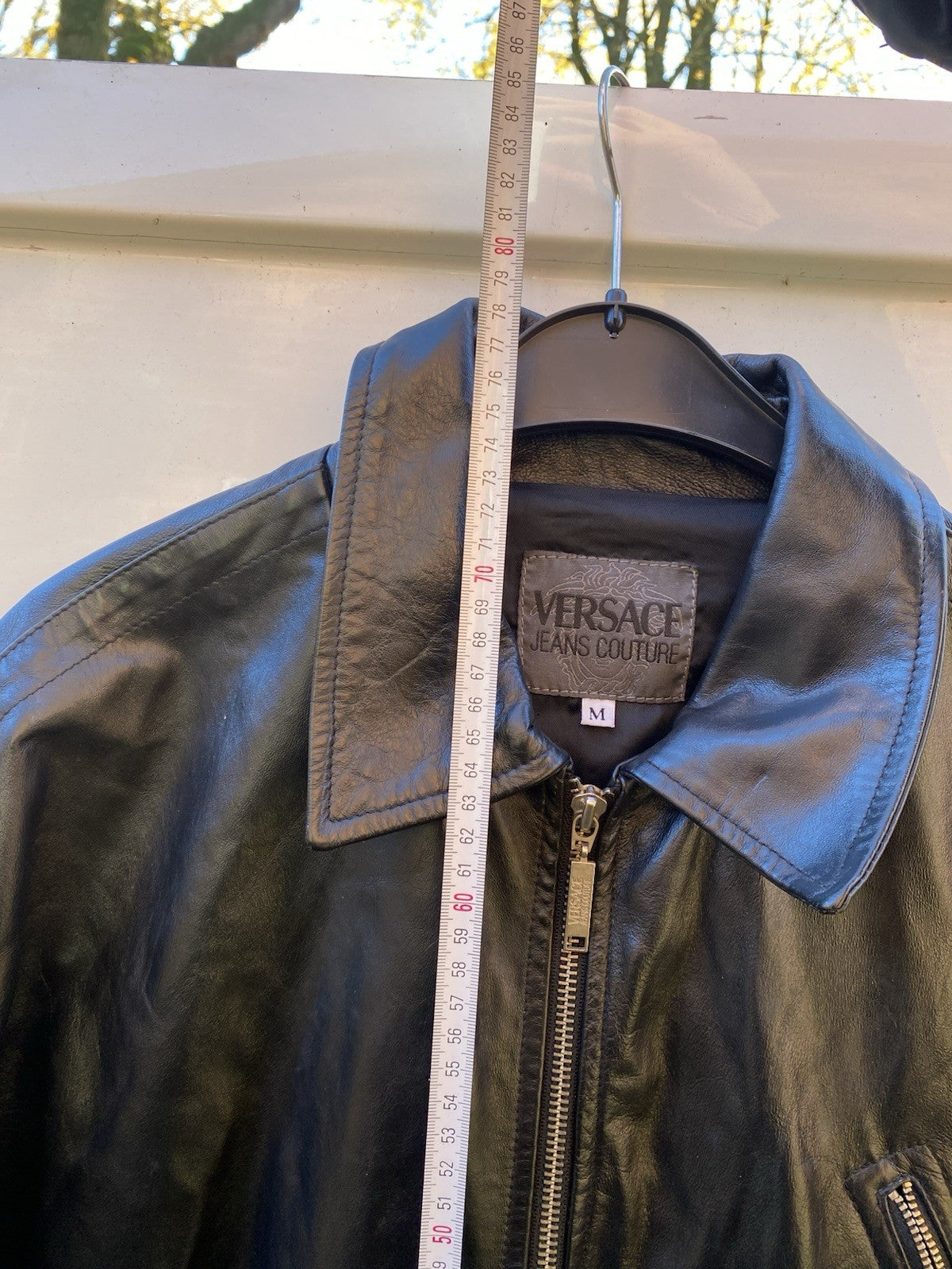 VINTAGE GIANNI VERSACE JEANS COUTURE SCHWARZE LEDERJACKE GR. M