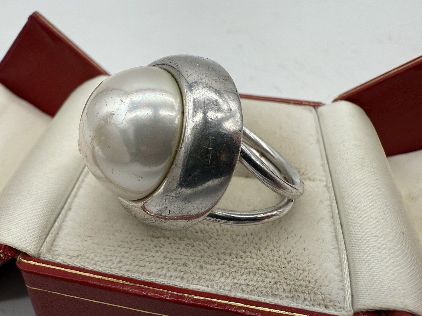 GROßER PERLENRING STERLING SILBER GR.63