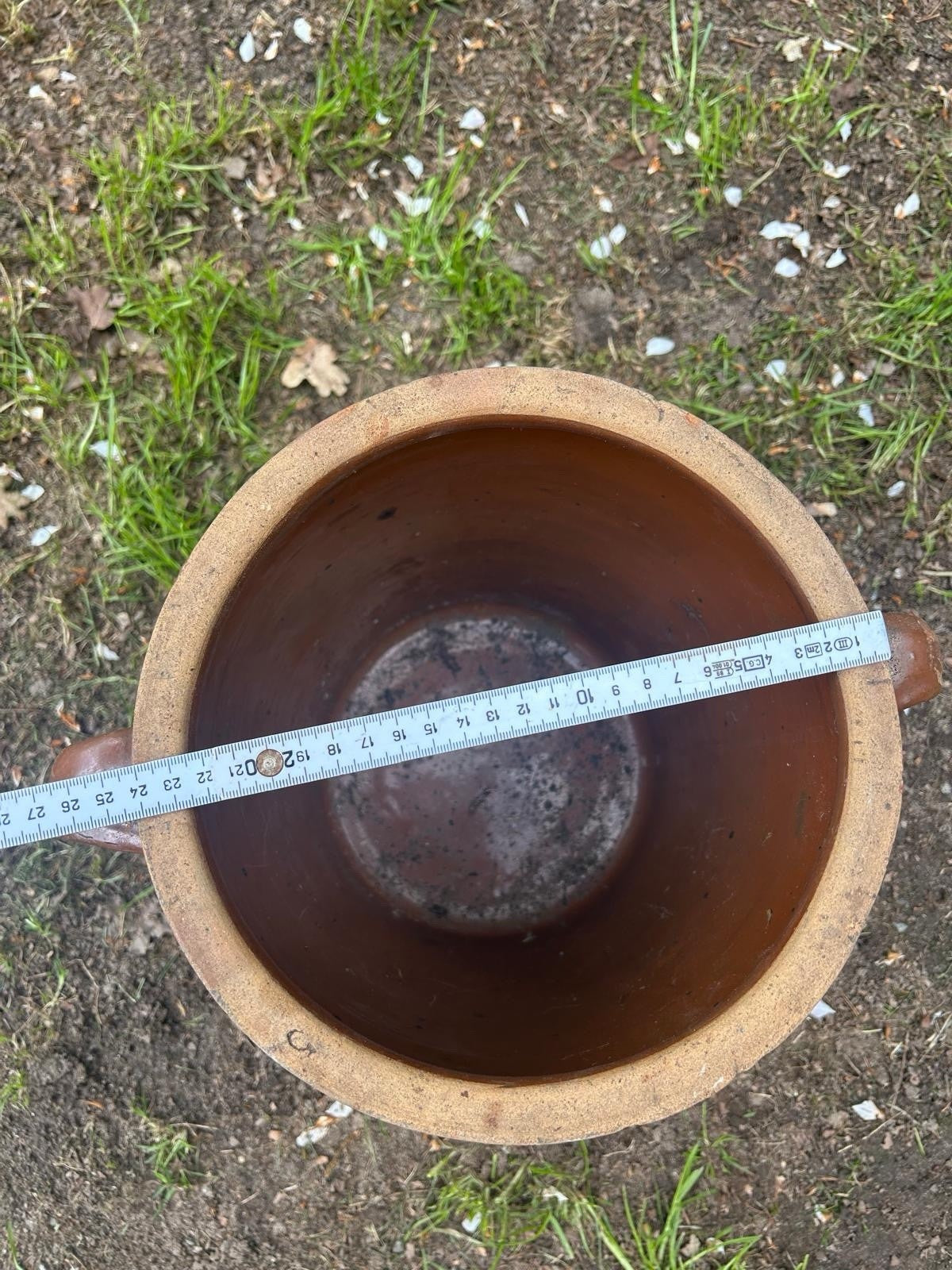 ANTIKER PFLANZENTOPF, GARTENDEKO, STEINGUTTOPF, ALTER TONTOPF
